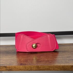 J. McLaughlin Pink Elastic Belt with Gold Buckle S/M